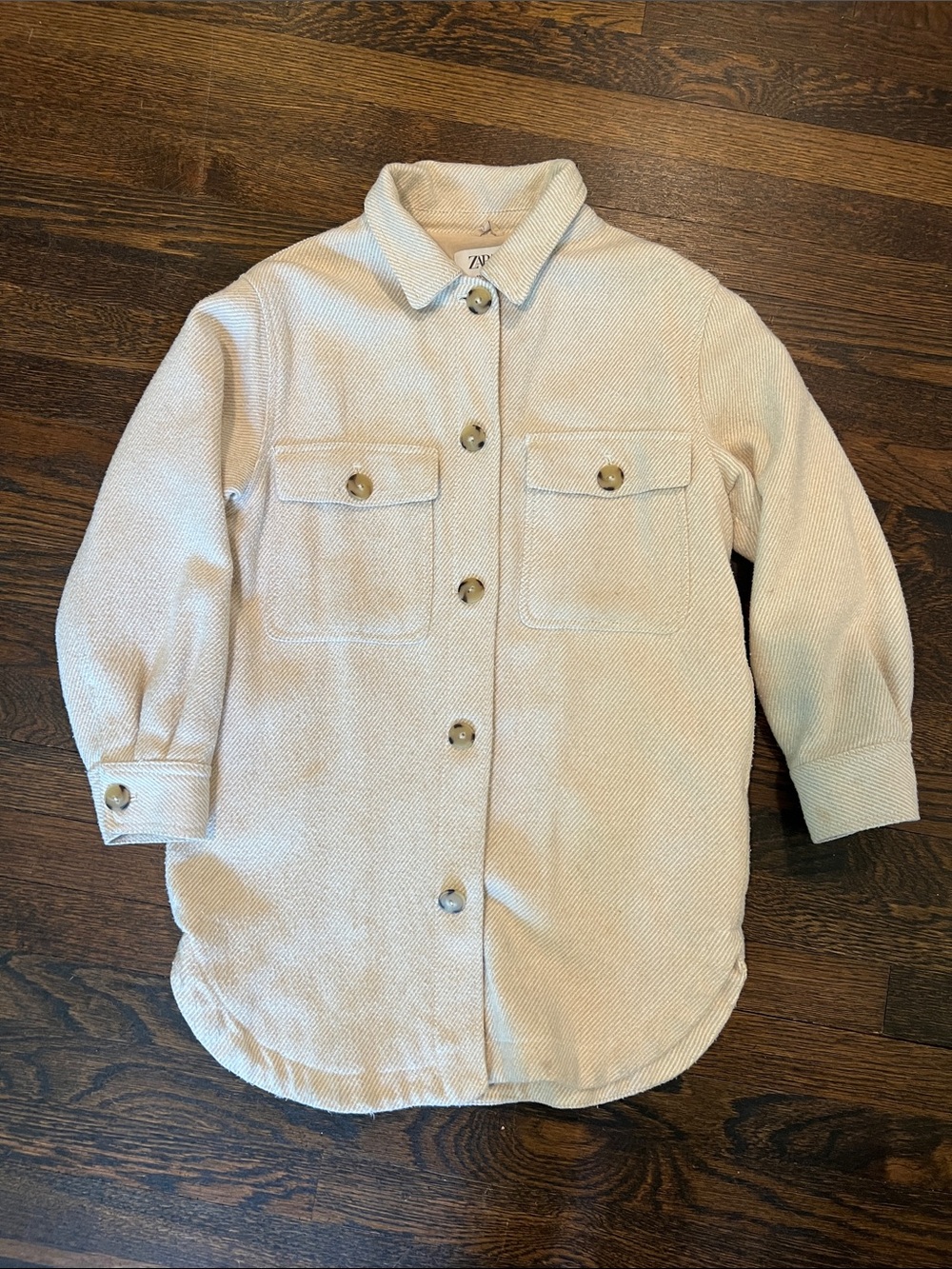 Zara Ivory Button-Up Shacket